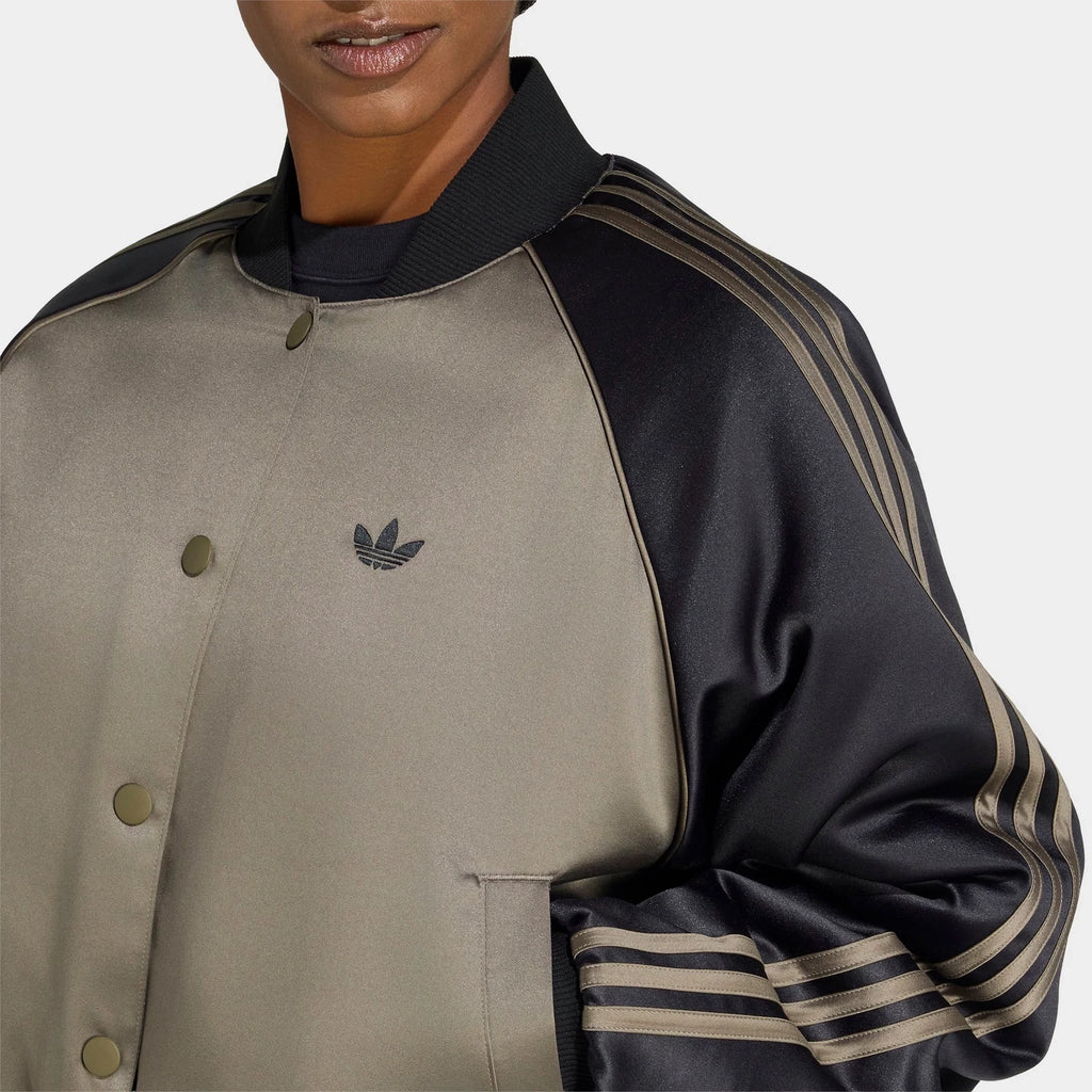 Women's Recycled Satin Bomber Jacket - Brown