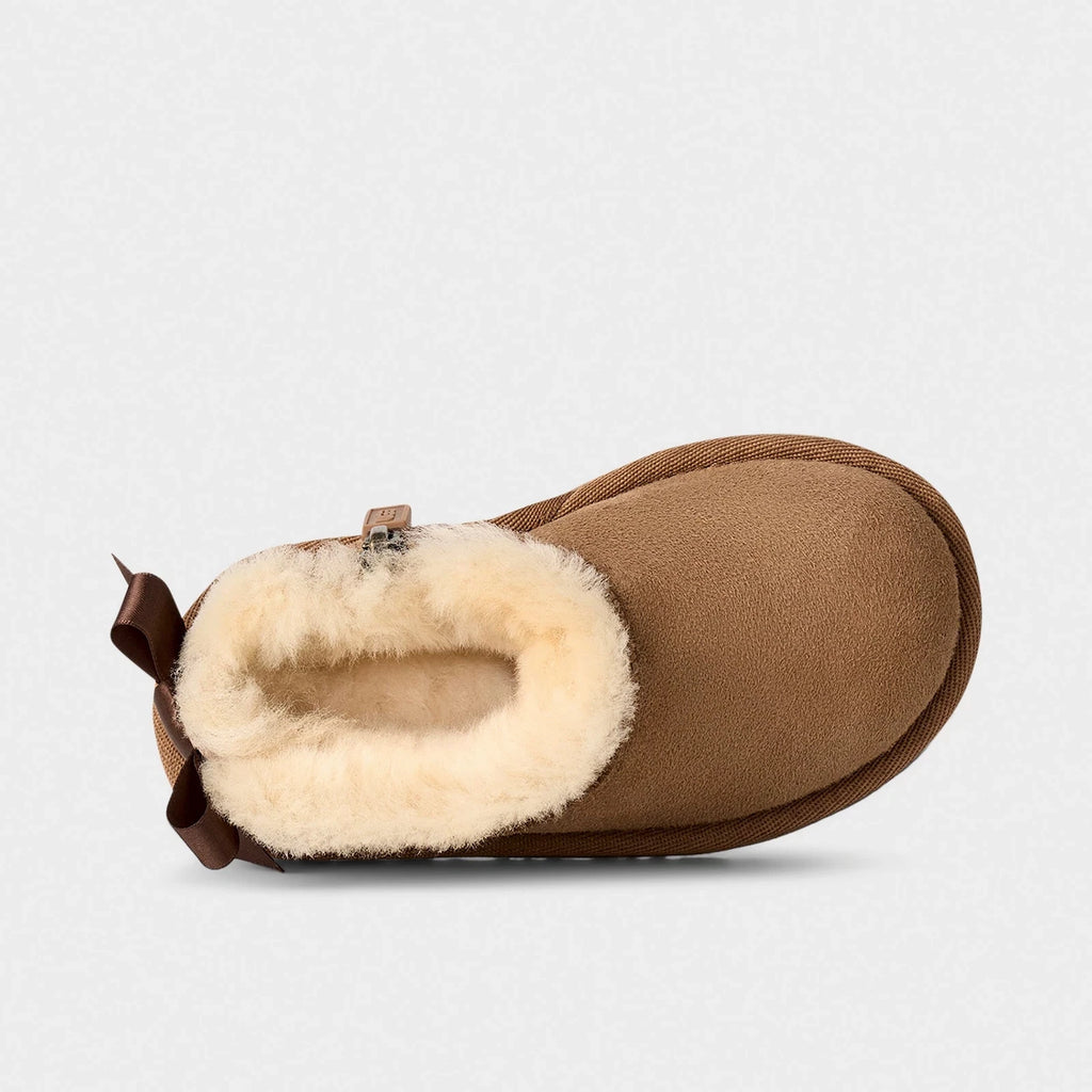 Toddler Girls' Short Sheepskin Bow Boots