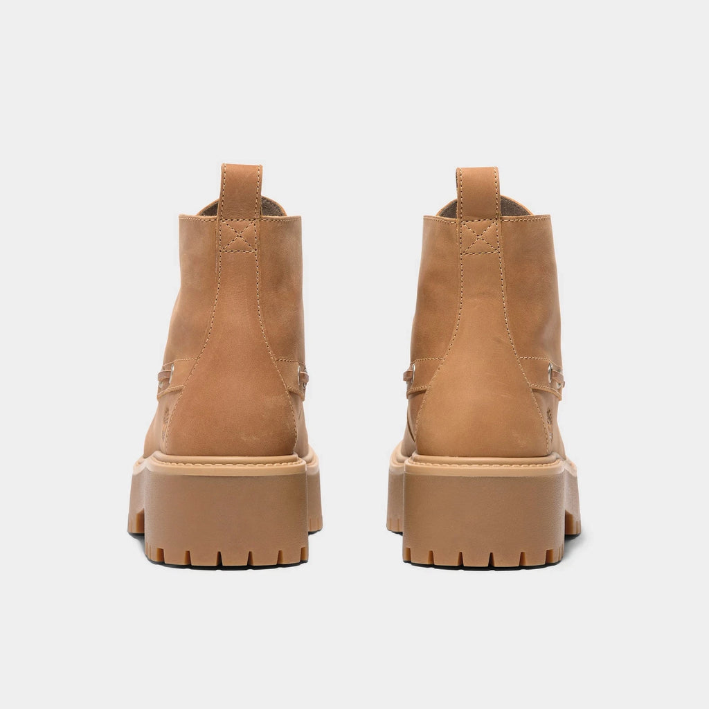 Women's Platform Kiltie Leather Boots - Wheat