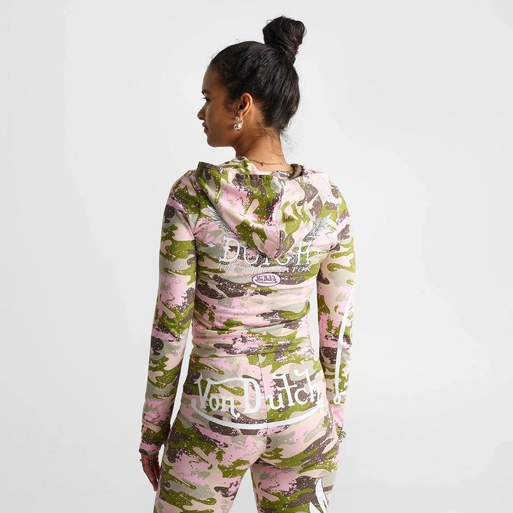Women's Camo Paint Cropped Full-Zip Hoodie