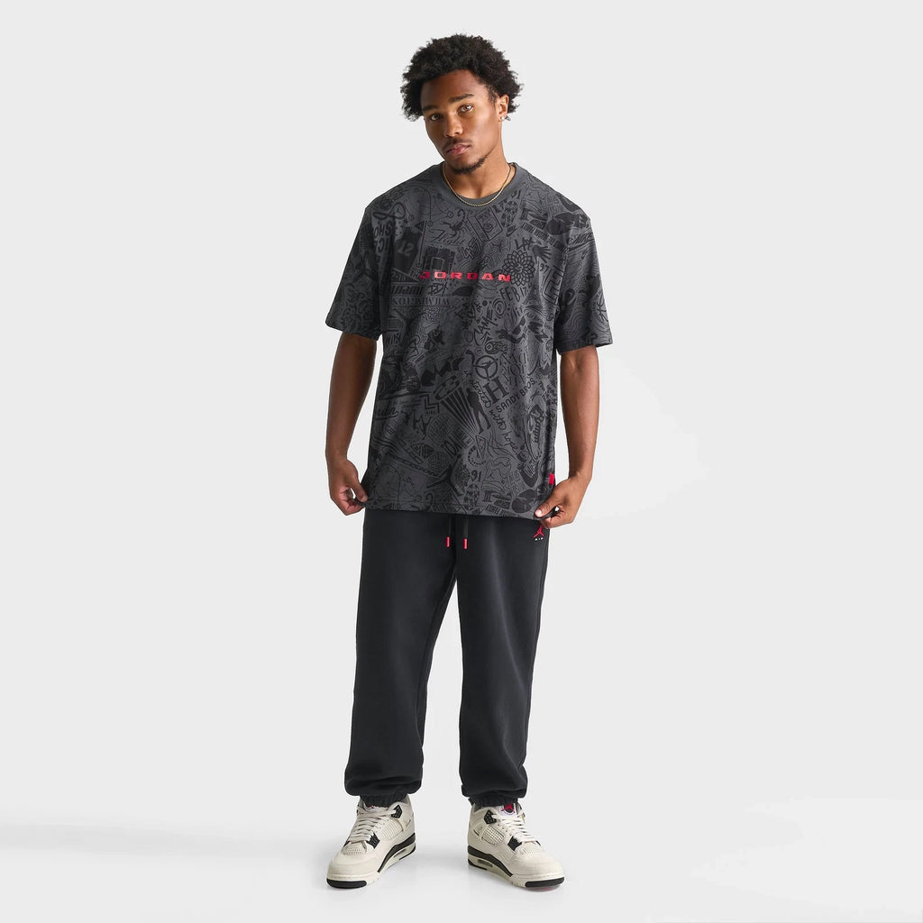Men's Allover Graphic Cotton T-Shirt - Black