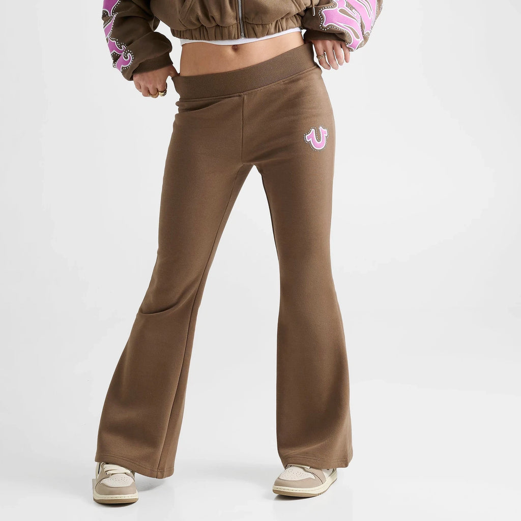 Women's Rhinestone Flare Fleece Pants