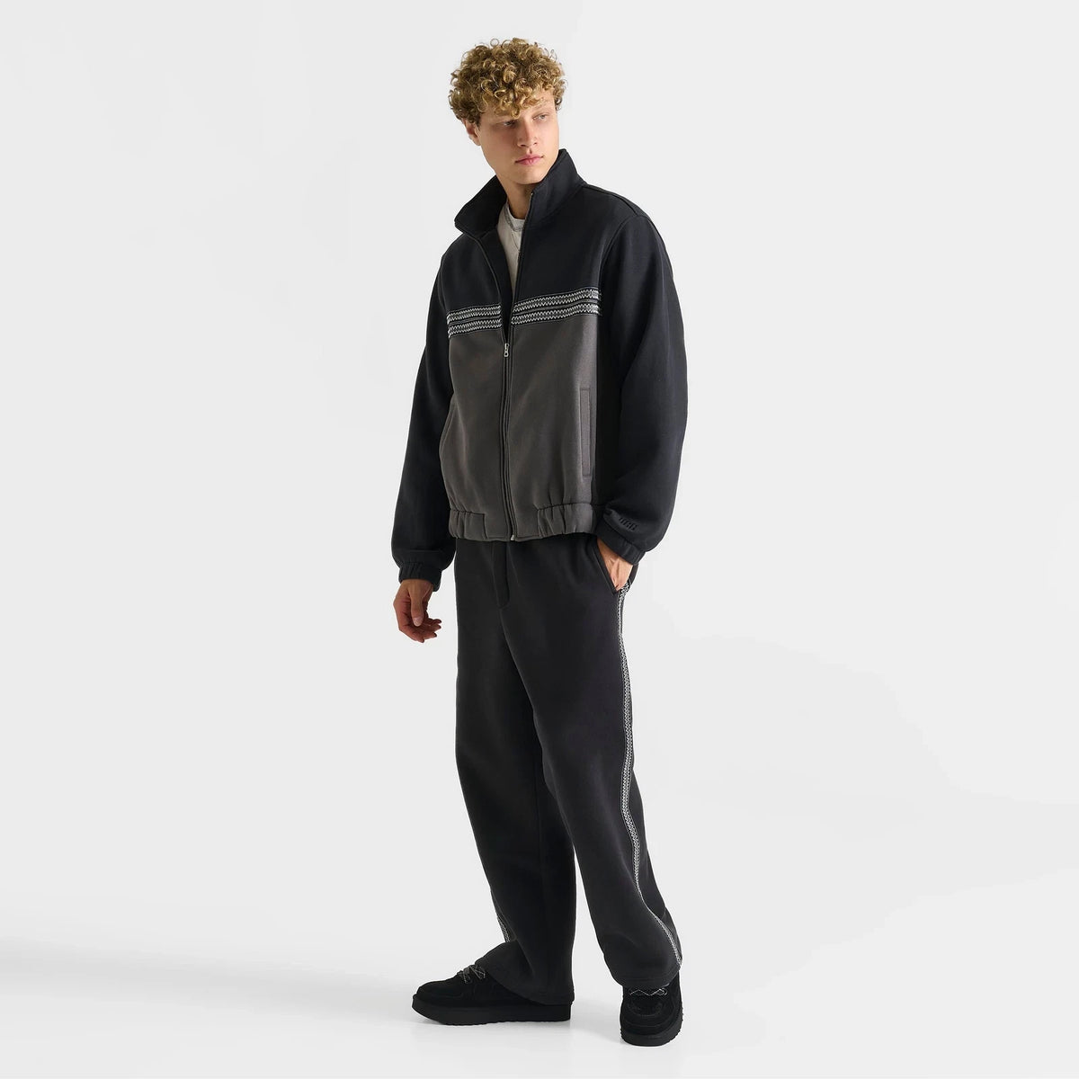 Men's Brushed Fleece Straight-Leg Pants - Black