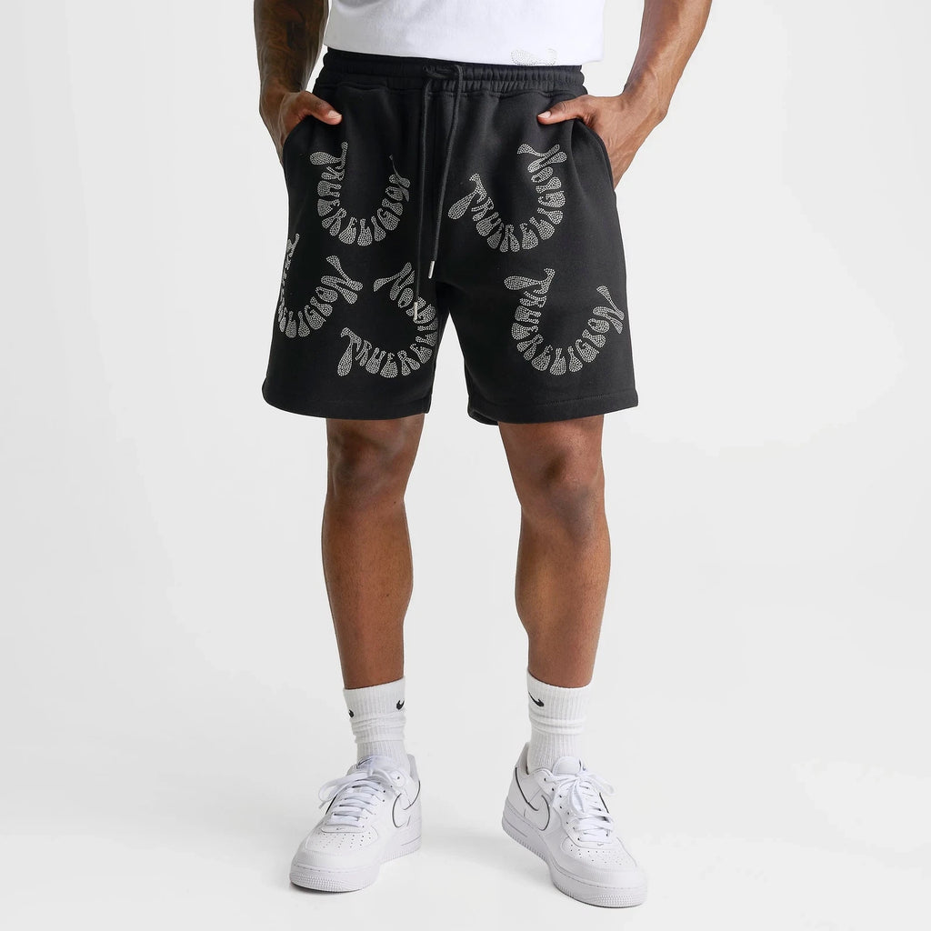 Men's Rhinestone Graphic Fleece Shorts