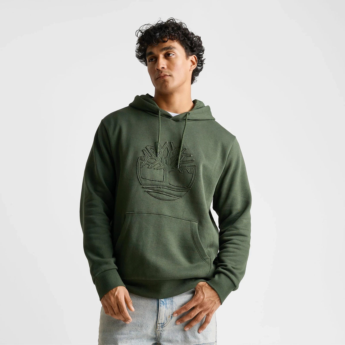 Men's Logo Patch Fleece Pullover Hoodie - Green