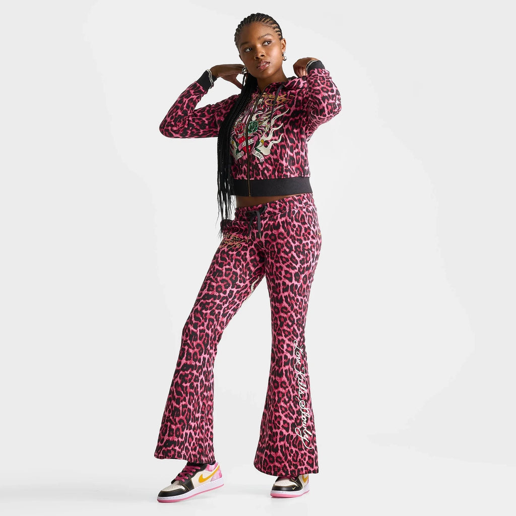 Women's Leopard Print Bootcut Fleece Pants