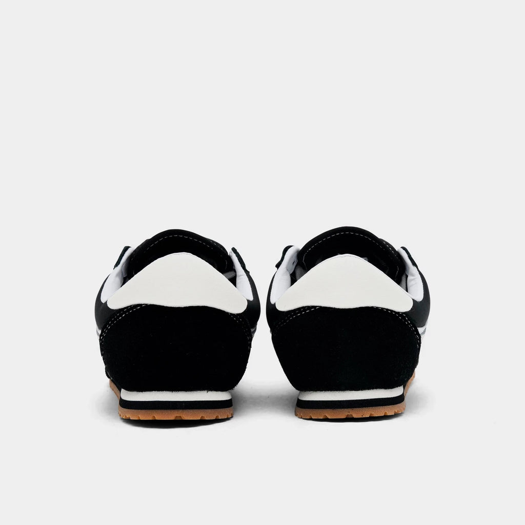 Women's Suede Nylon Low Profile Sneakers - Black