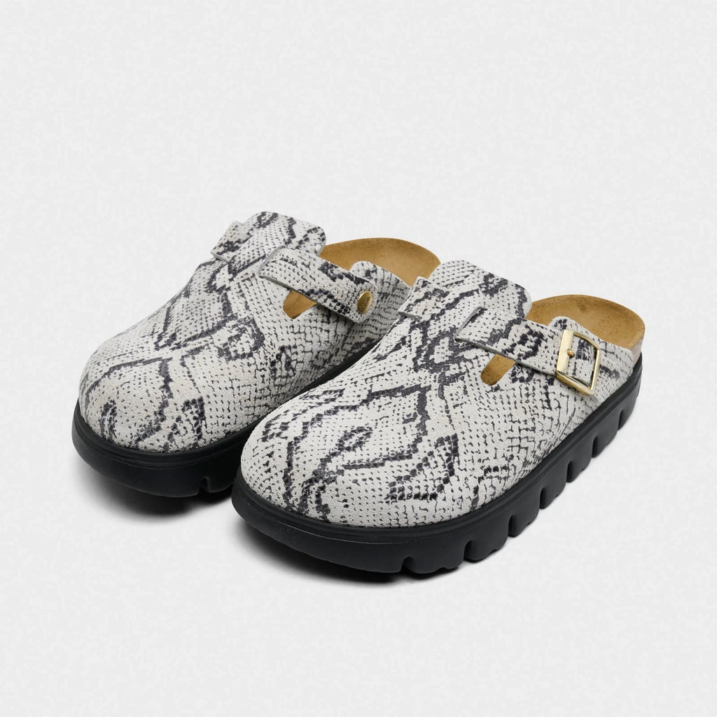 Women's Snakeskin-Print Platform Clogs