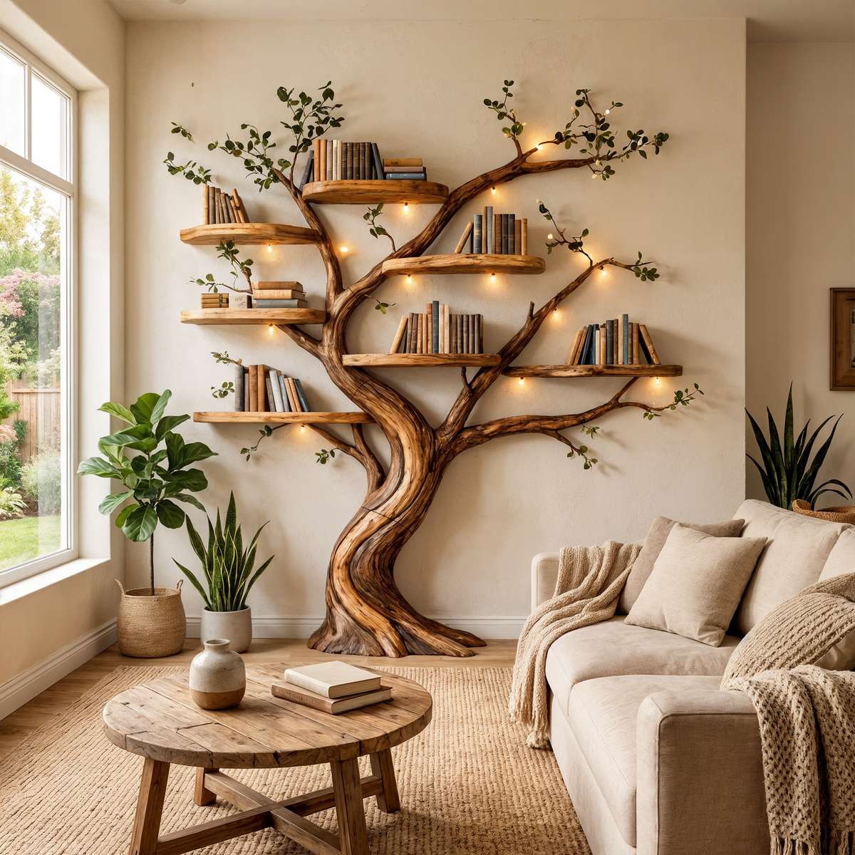 Tree Branch Floating Bookshelf Wall Display for Living Room