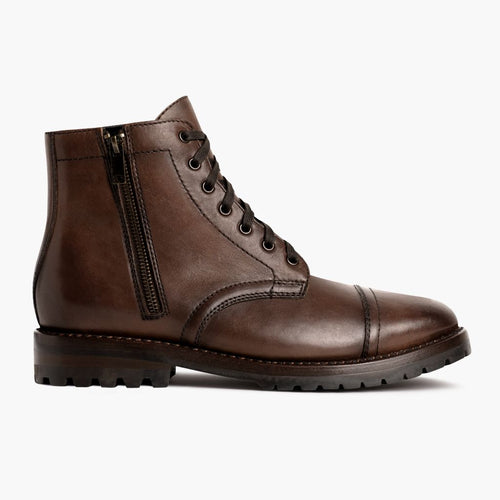 Men's Amaretto Inside-Zip Cap-Toe Tread-Sole Boot