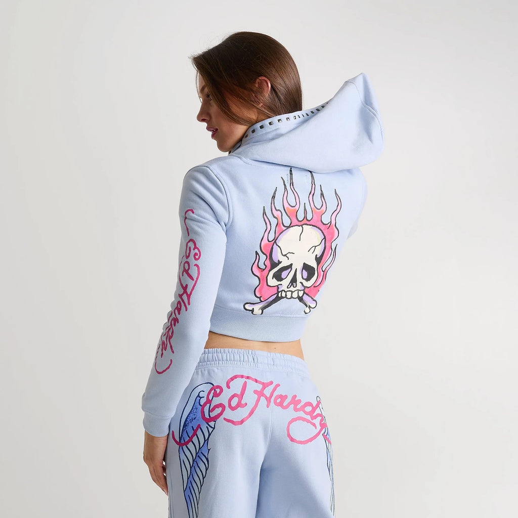 Women's Cropped Graphic Full-Zip Hoodie
