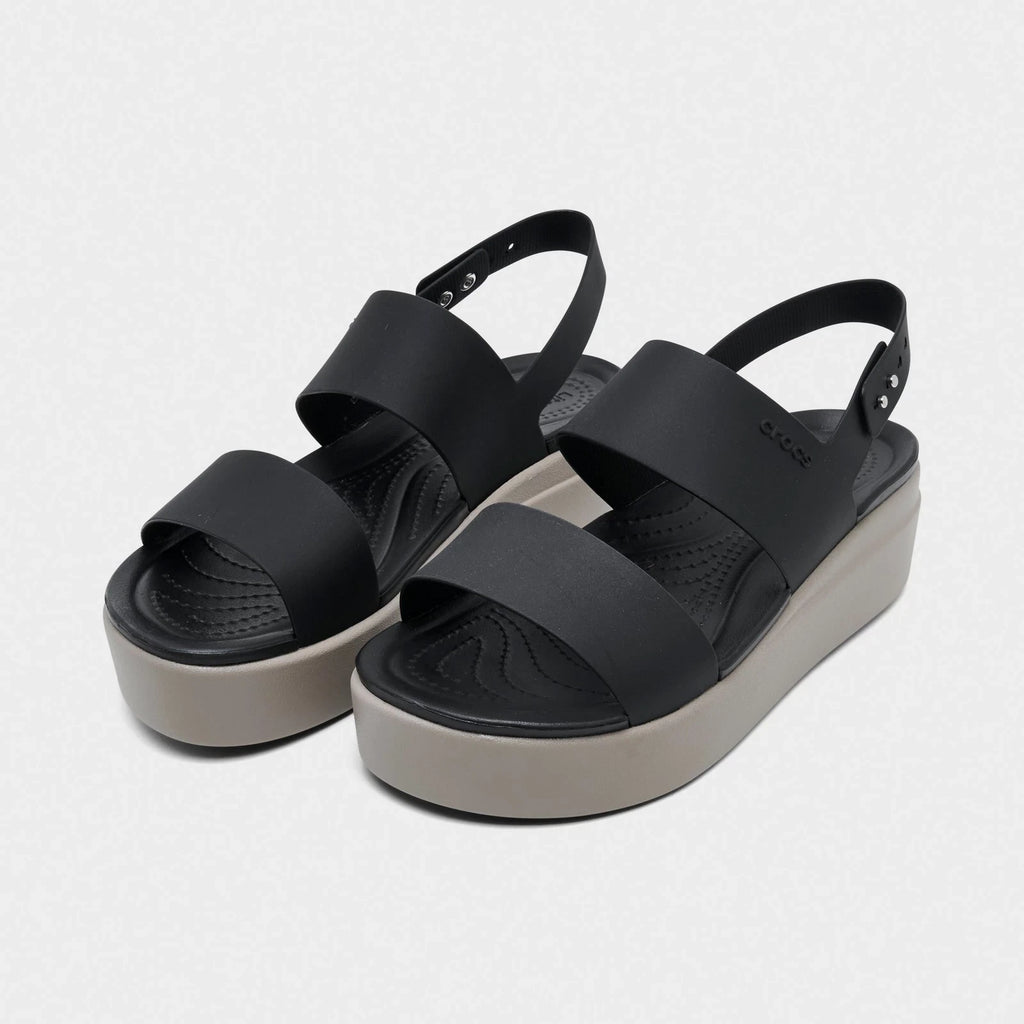 Two Strap Low Wedge Sandal - Gray