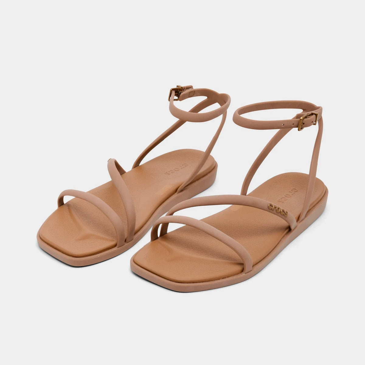 Square Toe Ankle Strap Sandal - Beige