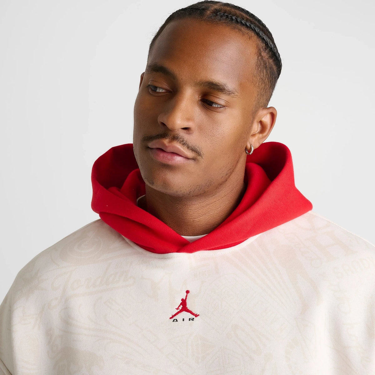 Men's Oversized Printed Fleece Pullover Hoodie