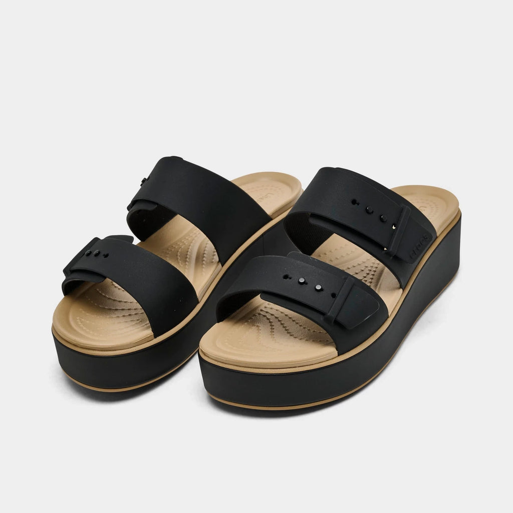 Matte Wrap Low Wedge Sandal - Black