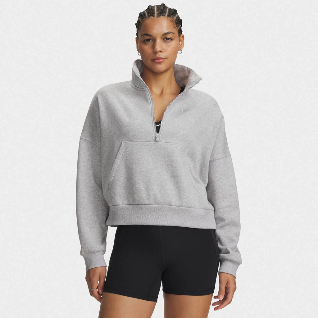 Women's Oversized Half-Zip Fleece Sweatshirt - Gray