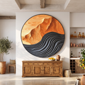 Hand-Carved Solid Hardwood Wave Wall Sculpture, Mid-Century Style