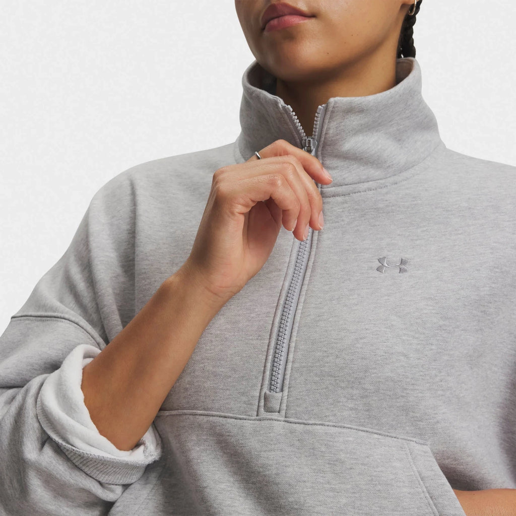 Women's Oversized Half-Zip Fleece Sweatshirt - Gray