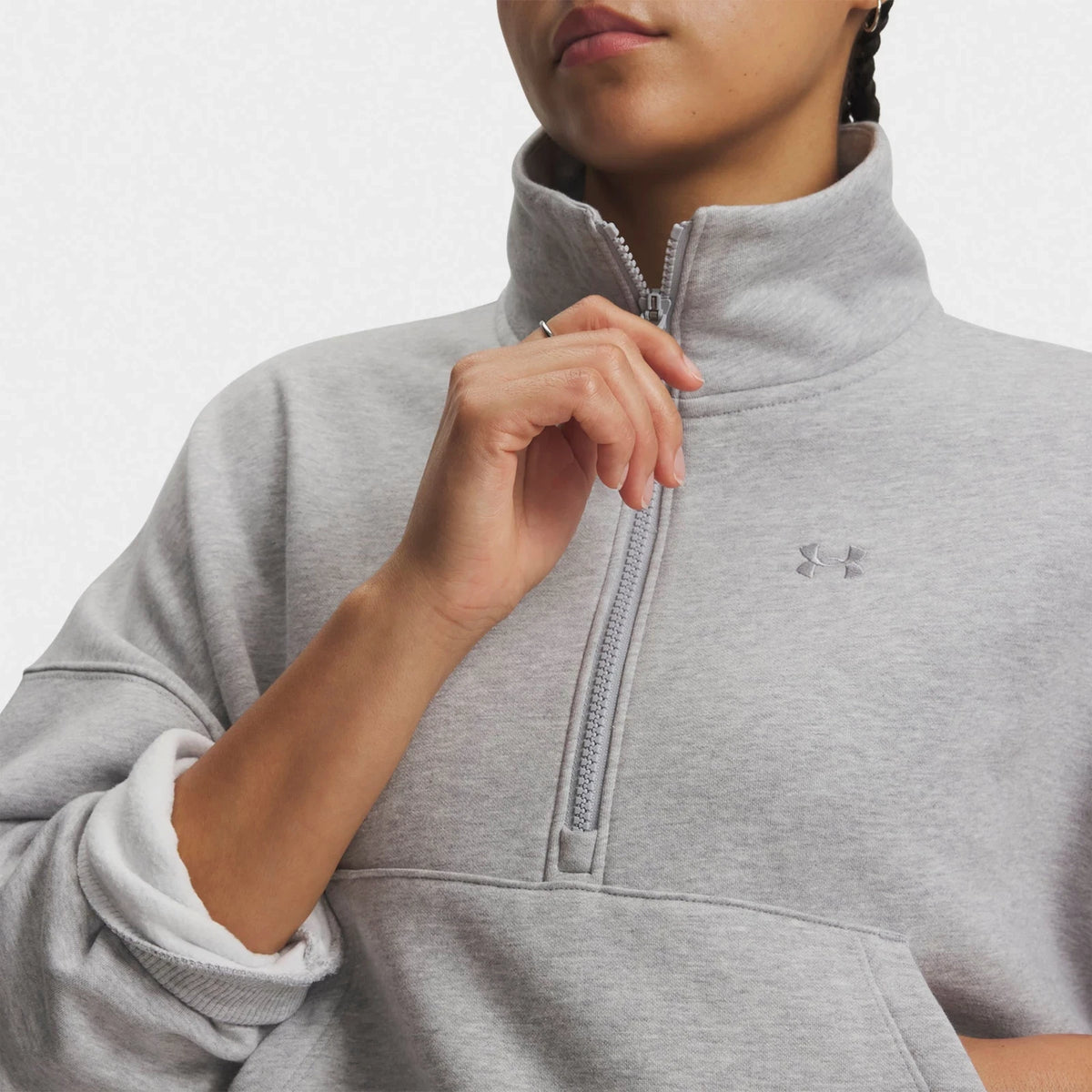 Women's Oversized Half-Zip Fleece Sweatshirt - Gray