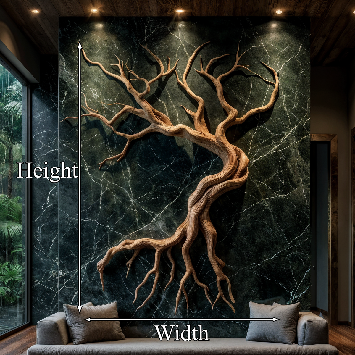 Modern Tree Branch Wood Wall Sculpture for Living Room - view 8