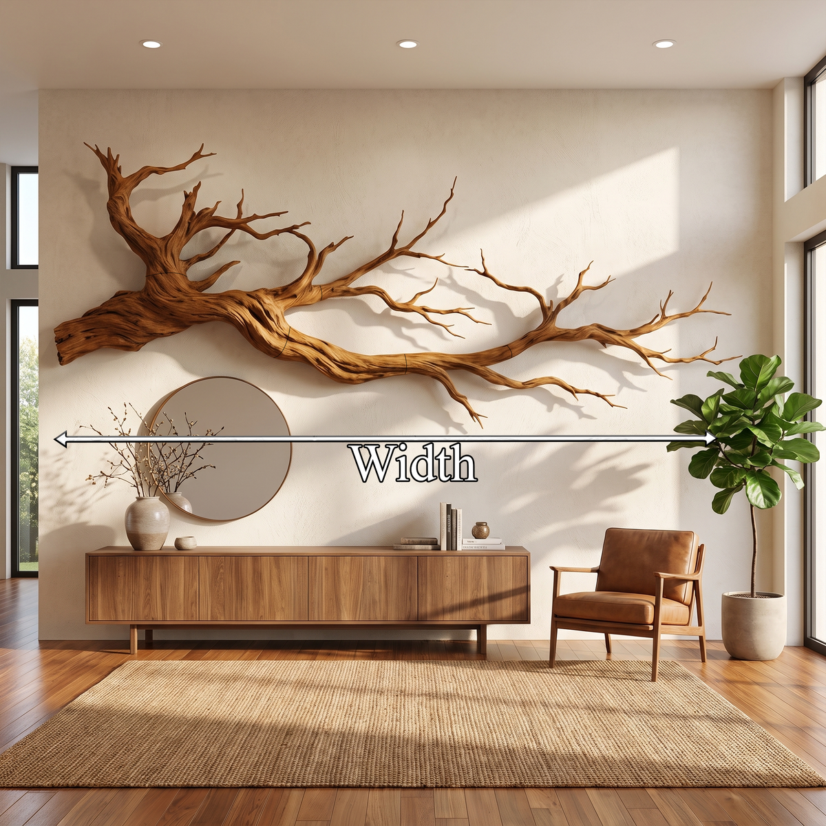Abstract Tree Root Solid Wood Wall Sculpture, 3D Wall Art - view 2