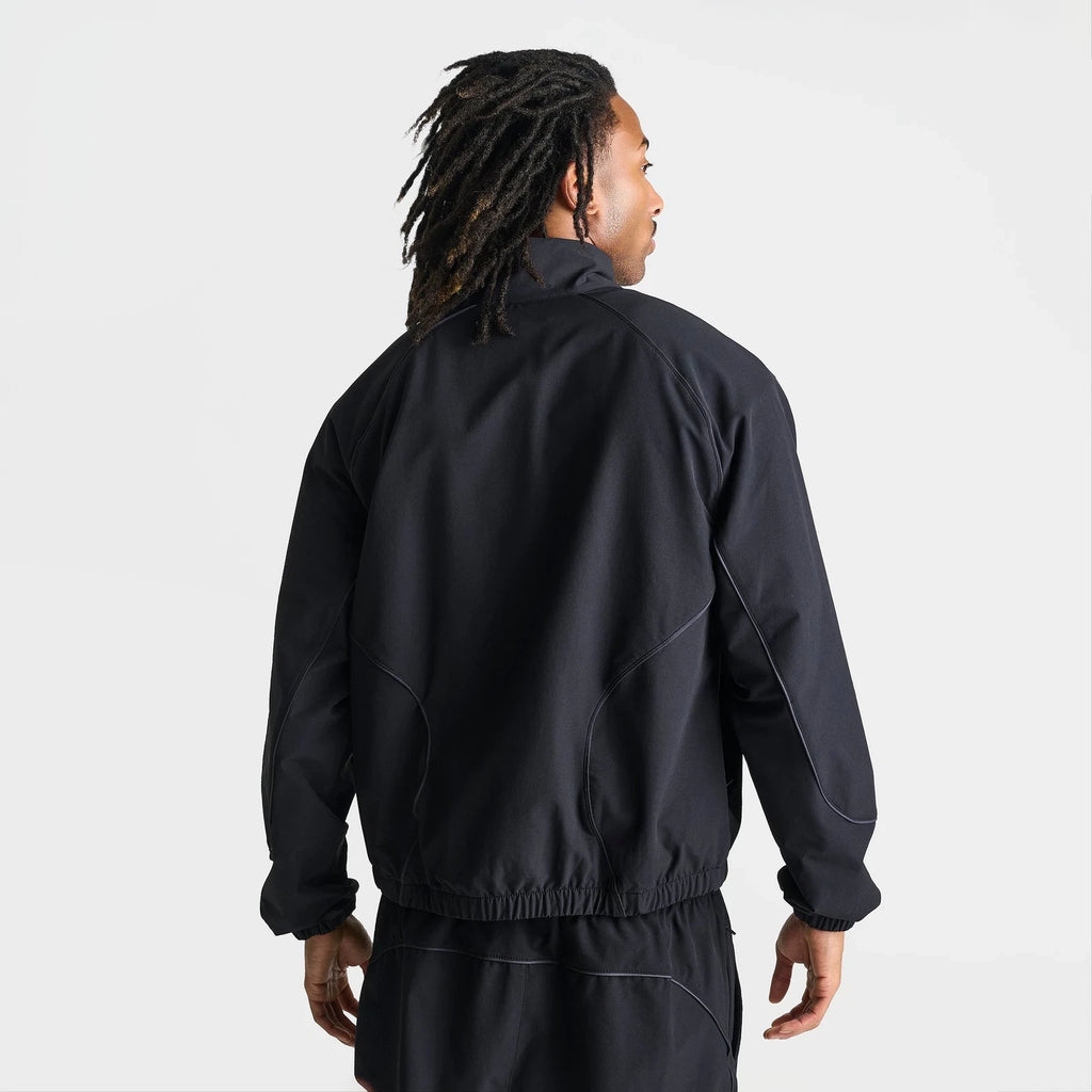 Men's Water-Repellent Full-Zip Track Jacket - Black