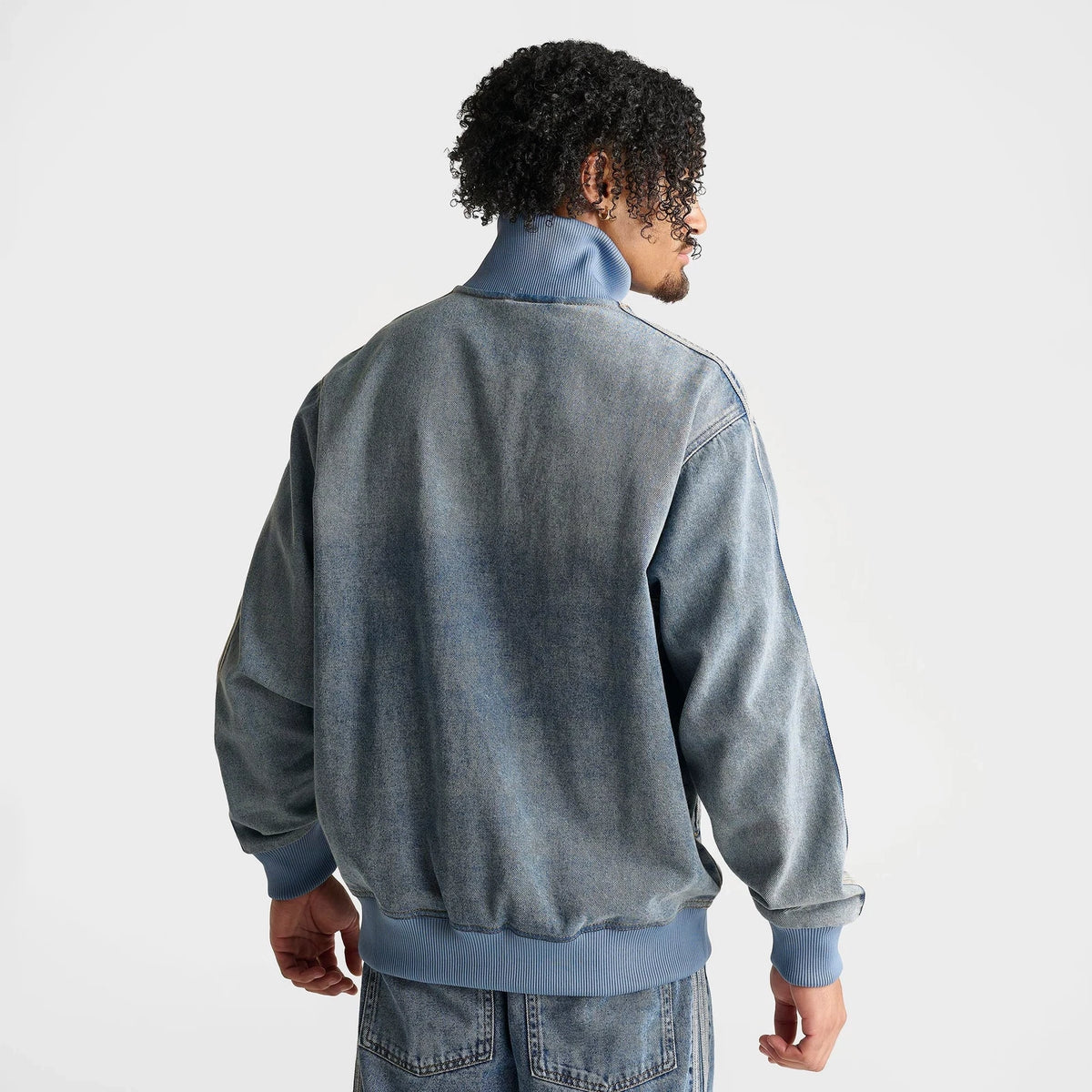 Men's Washed Denim Track Jacket