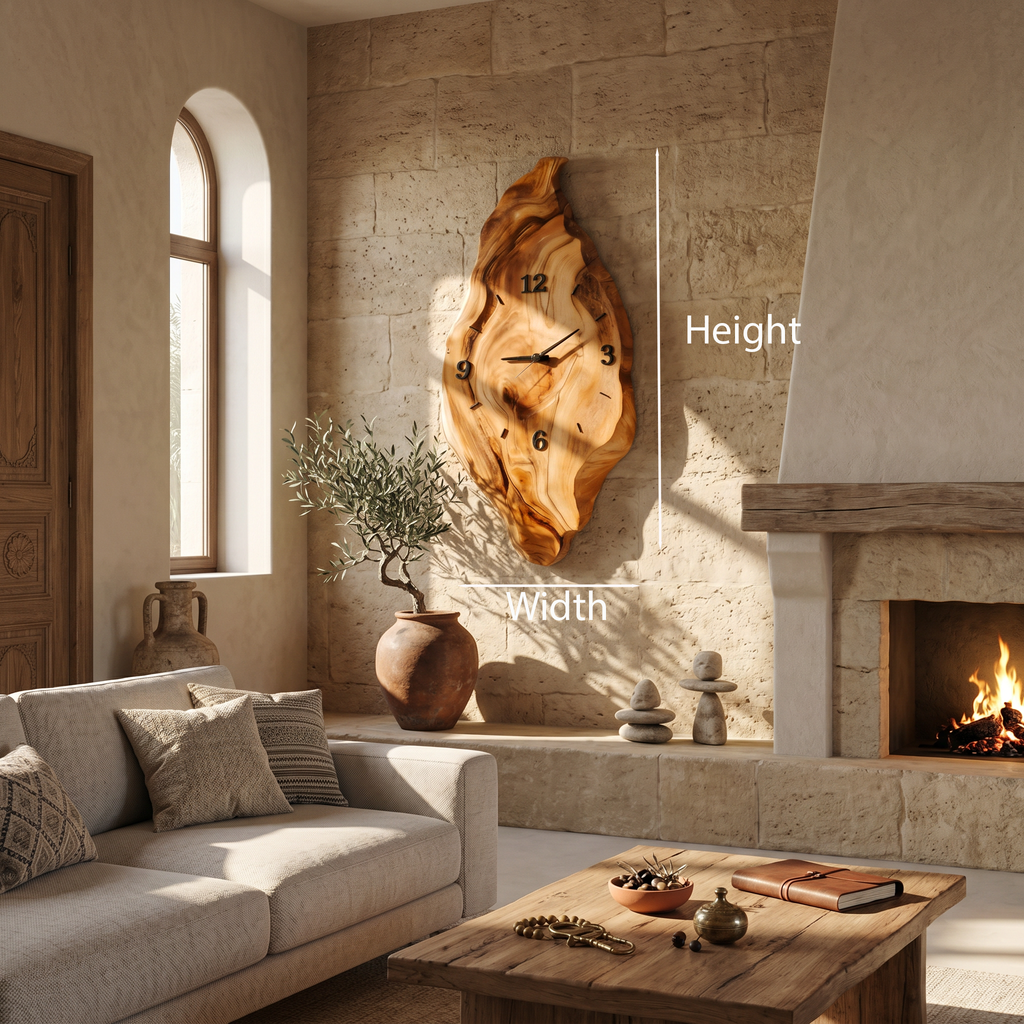 Rustic Live Edge Solid Wood Wall Clock for Bedroom Walls - view 8