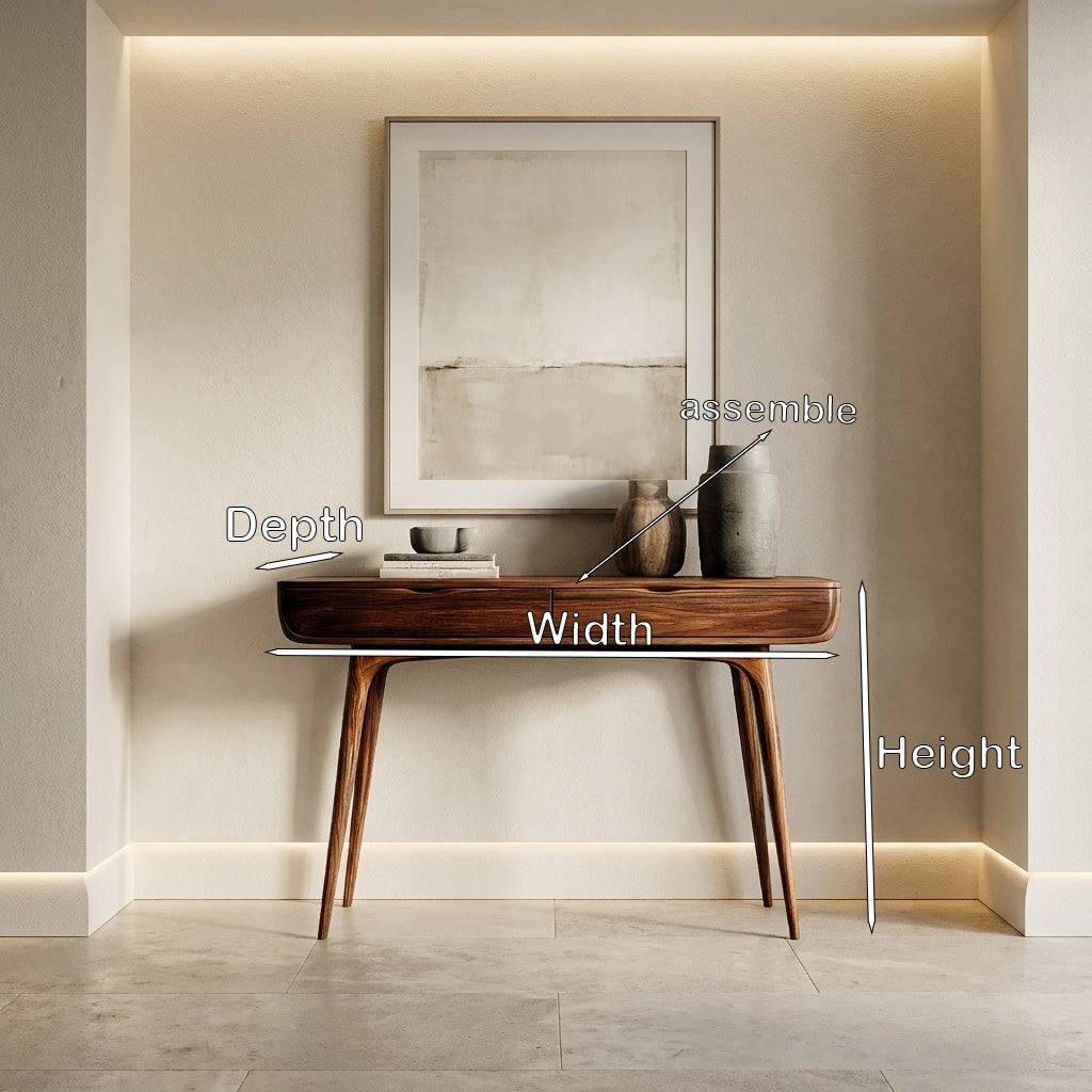 Mid-Century Solid Wood Console Table with Slim Drawer and Tapered Legs - view 8
