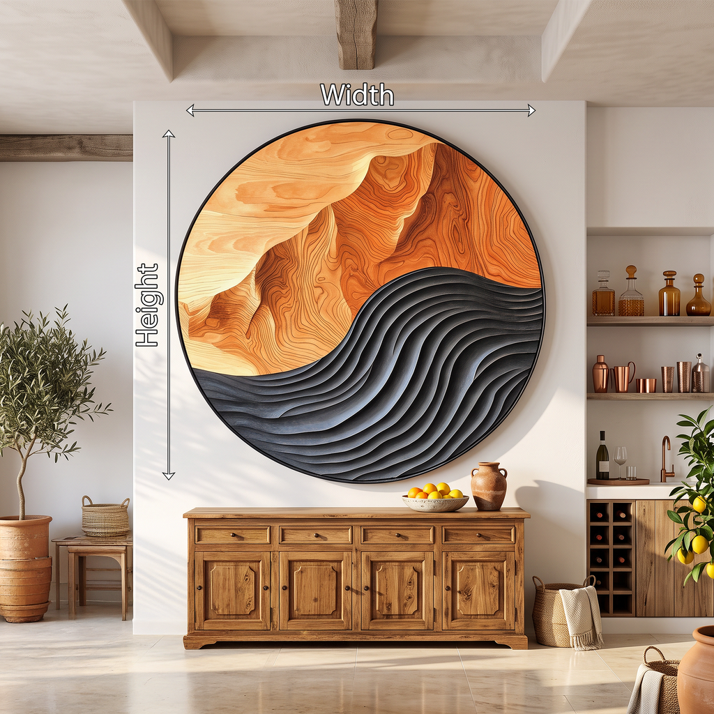 Hand-Carved Solid Hardwood Wave Wall Sculpture, Mid-Century Style - view 6