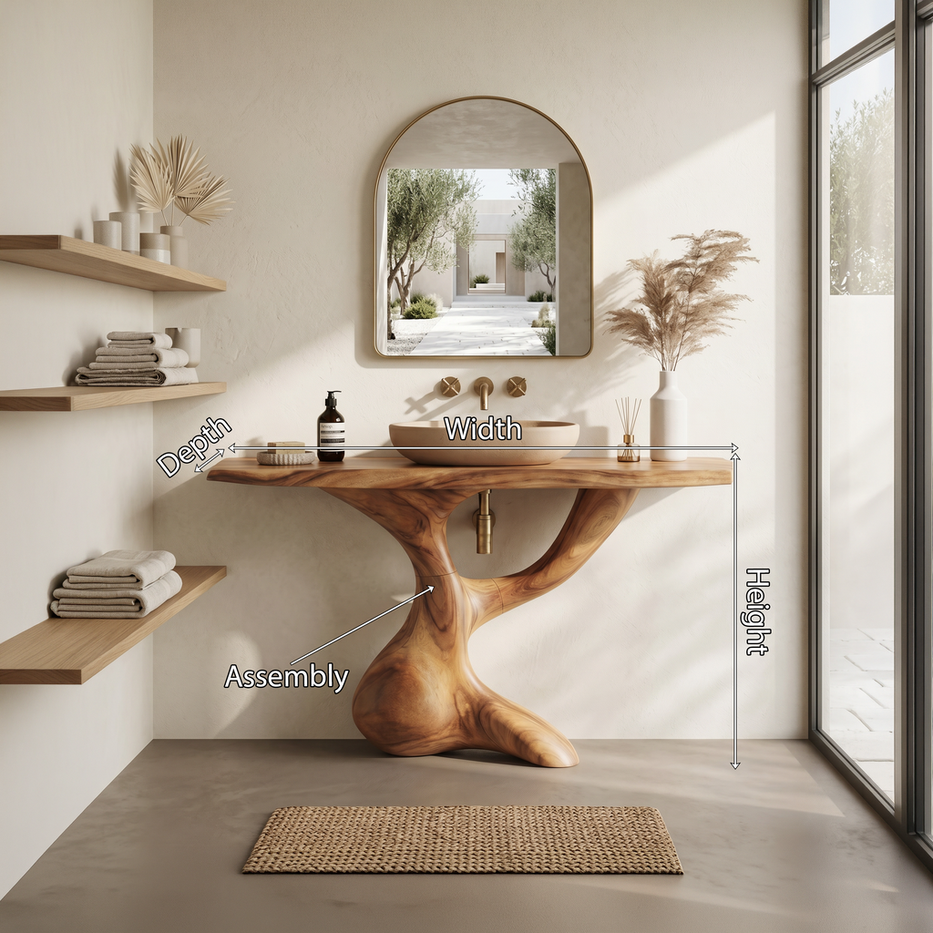 Handcrafted Solid Wood Bathroom Vanity with Minimalist Lines - view 8