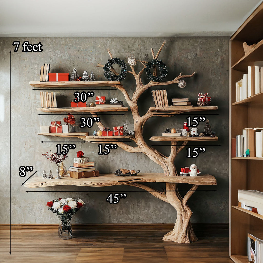 Tall Tree Branch Wall Bookshelf with Driftwood Look, 84 Inch - view 4
