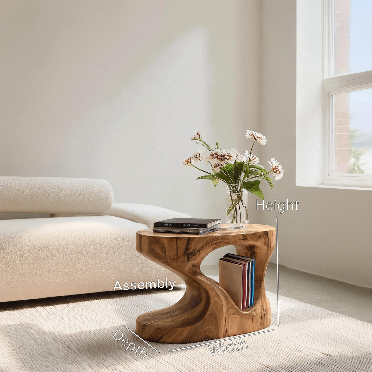 Organic Solid Wood Side Table with Open Cut-Out Center - view 8