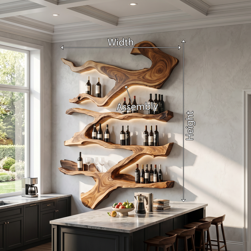 Farmhouse Monkeypod Wood Wall Wine Rack Display - view 8