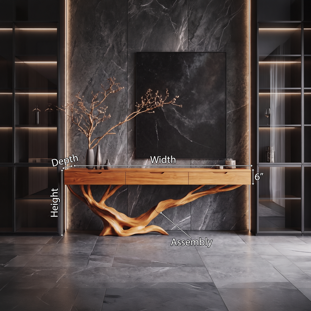 Mid-Century Live Edge Solid Wood Entryway Console Table - view 8