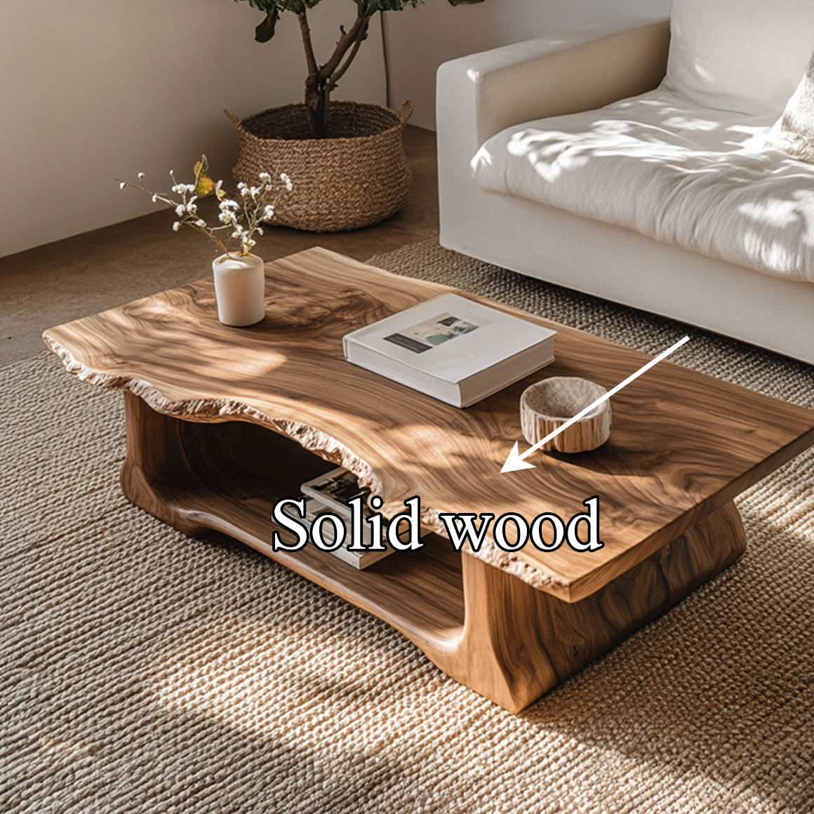 Monkey Pod Live Edge Coffee Table with Rustic Finish - view 7