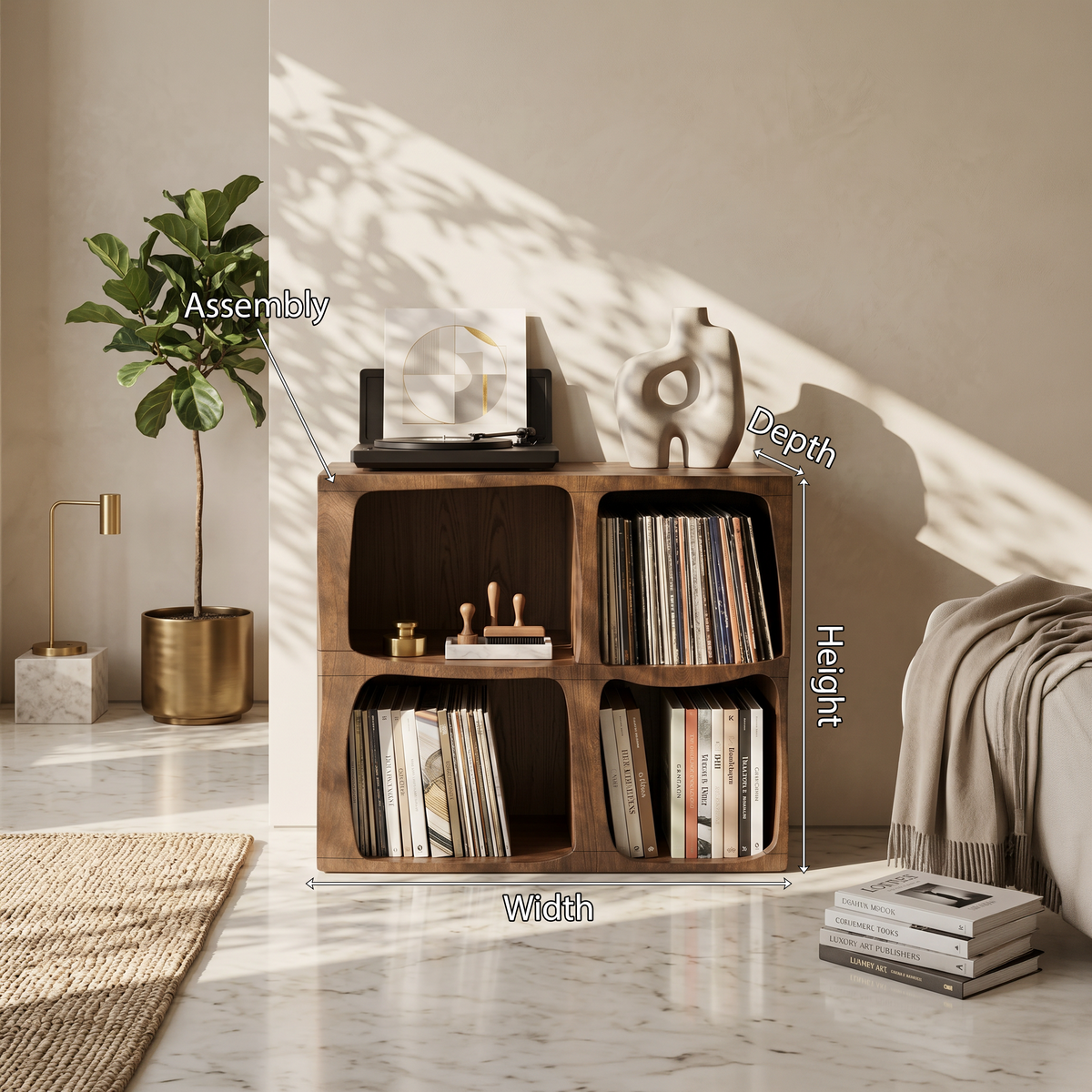 Mid-Century Live Edge Solid Wood Record Player Stand - view 8