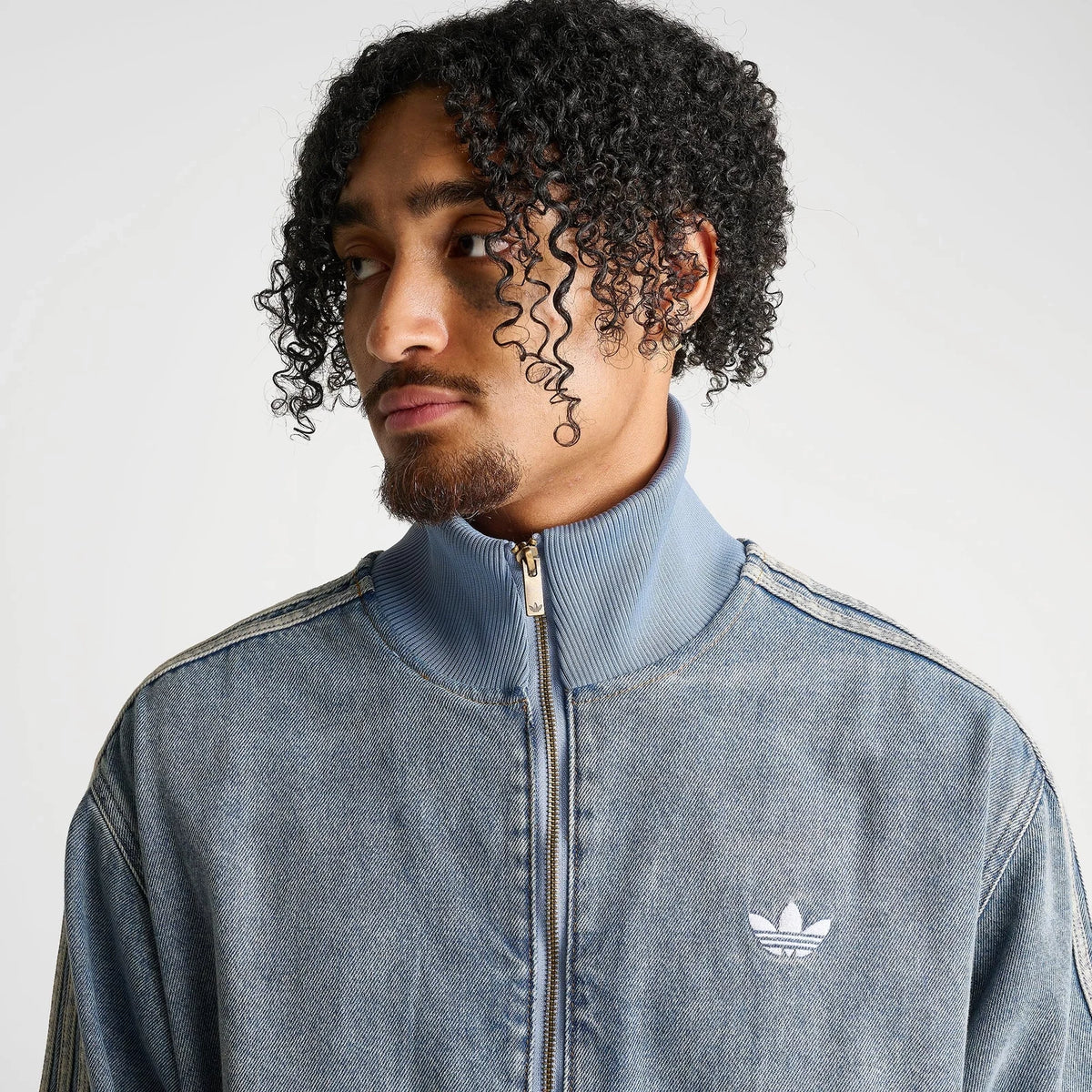 Men's Washed Denim Track Jacket