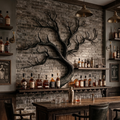 Monkey Pod Wood Tree Branch Wine Rack and Wall Shelf in Black finish