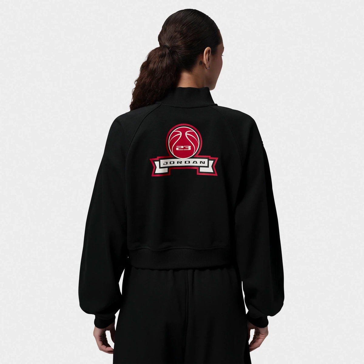 Women's Cropped Fleece Quarter-Zip Top - Black