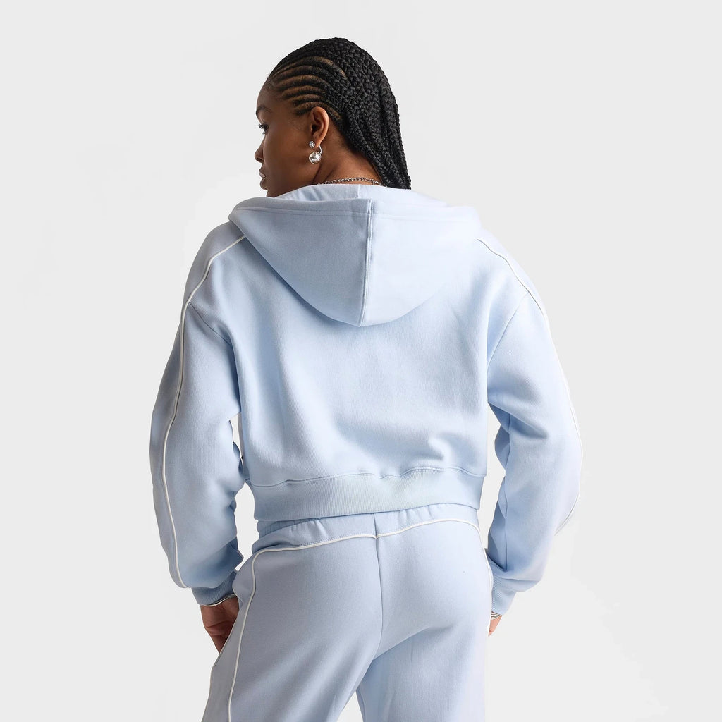 Women's Cropped Piped Full-Zip Hoodie