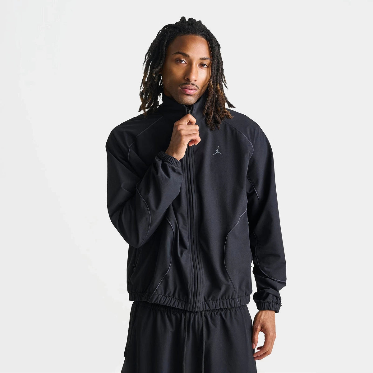 Men's Water-Repellent Full-Zip Track Jacket - Black