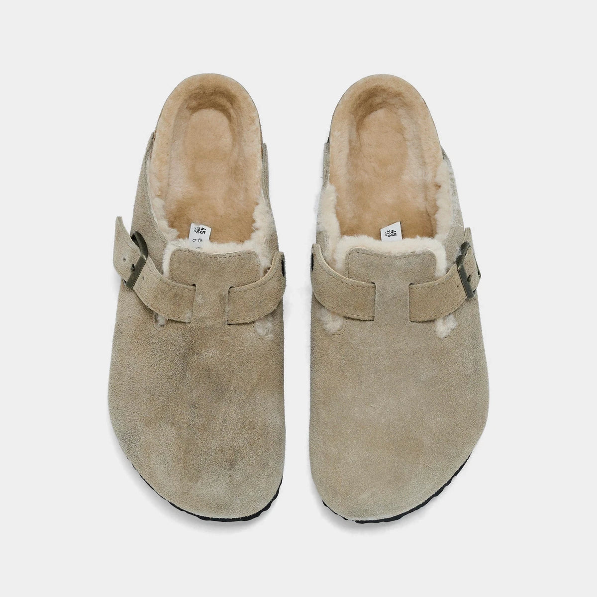 Men's Shearling-Lined Suede Clogs - Brown