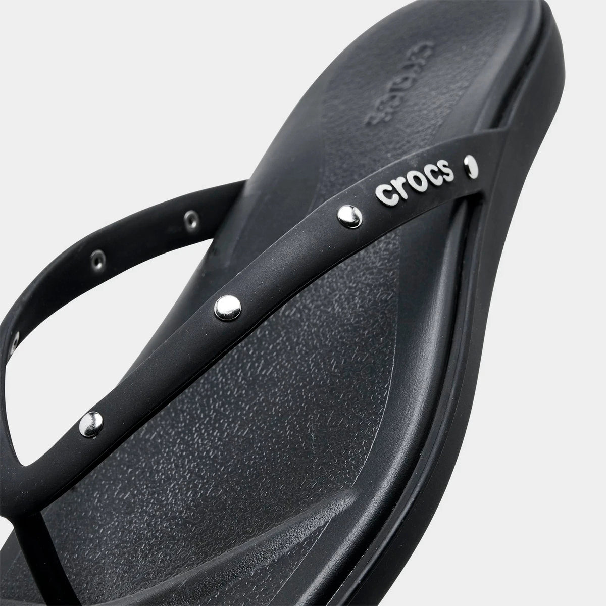 Studded Square Toe Flip Flop - Black