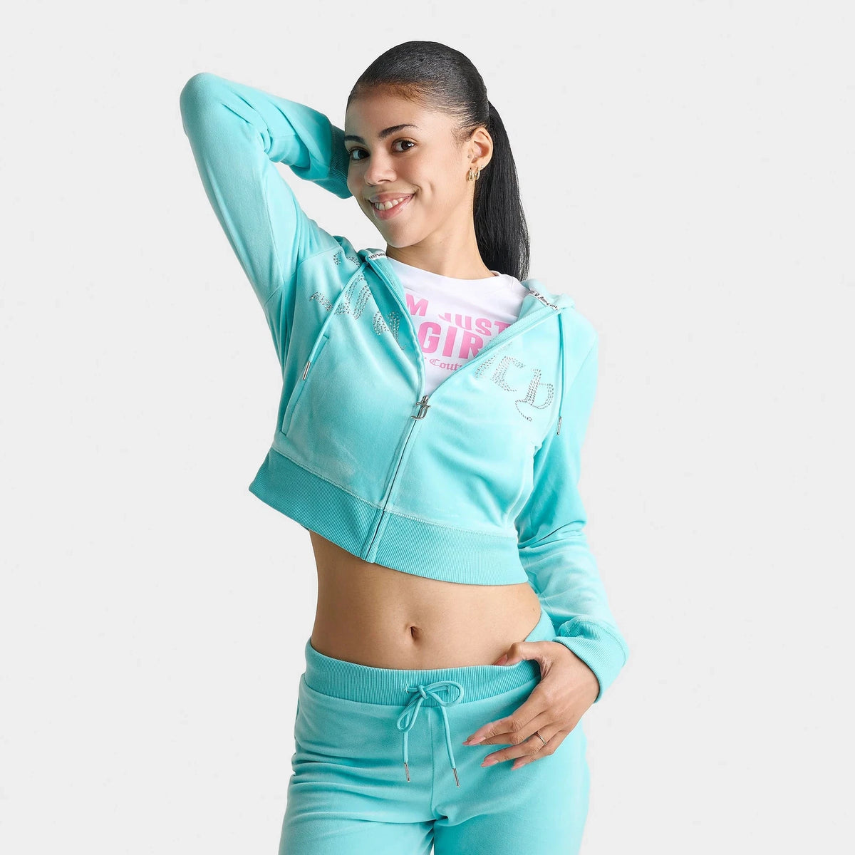 Women's Rhinestone Full-Zip Hooded Jacket