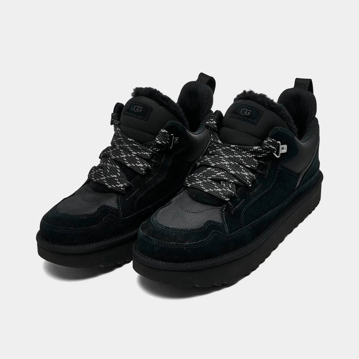 Men's Suede And Mesh Sneakers - Black