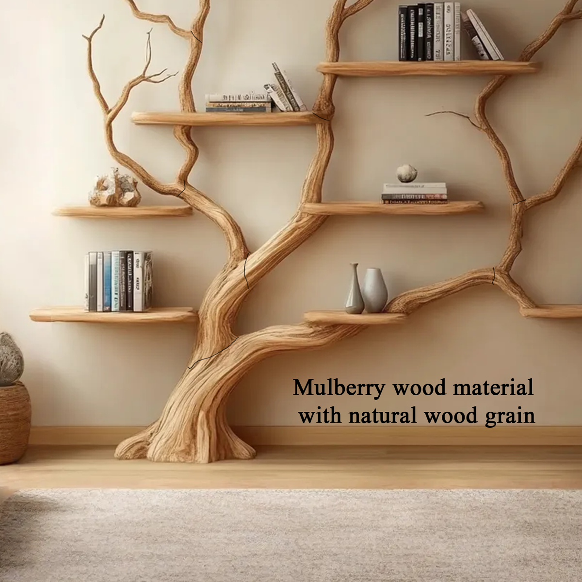 Rustic Wall Mounted Branch Tree Bookshelf for Living Room - view 6
