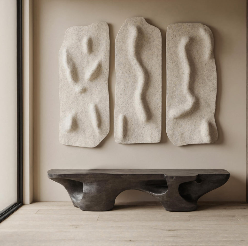 Carved Solid Wood Sculptural Bench in Black for Living Room - view 4
