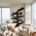 Handcrafted Wood Wine Bottle Rack Stand for Kitchen in Black finish