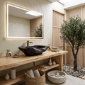 Hand-Carved Solid Hardwood Vessel Sink with Water-Resistant Seal in Black finish